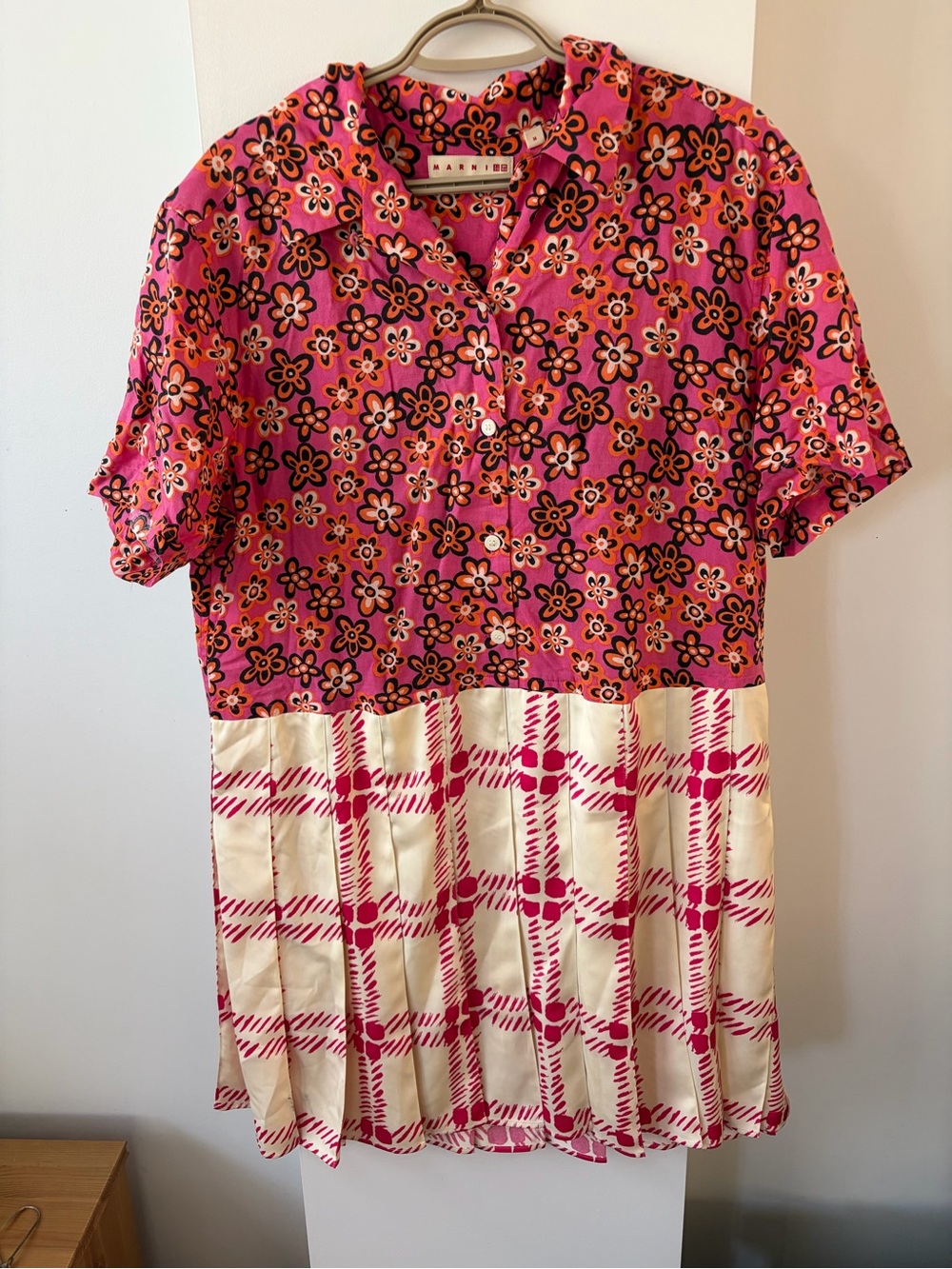 Marni for Uniqlo Floral Plaid Shirt-Dress